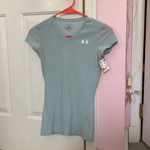 blue workout shirt